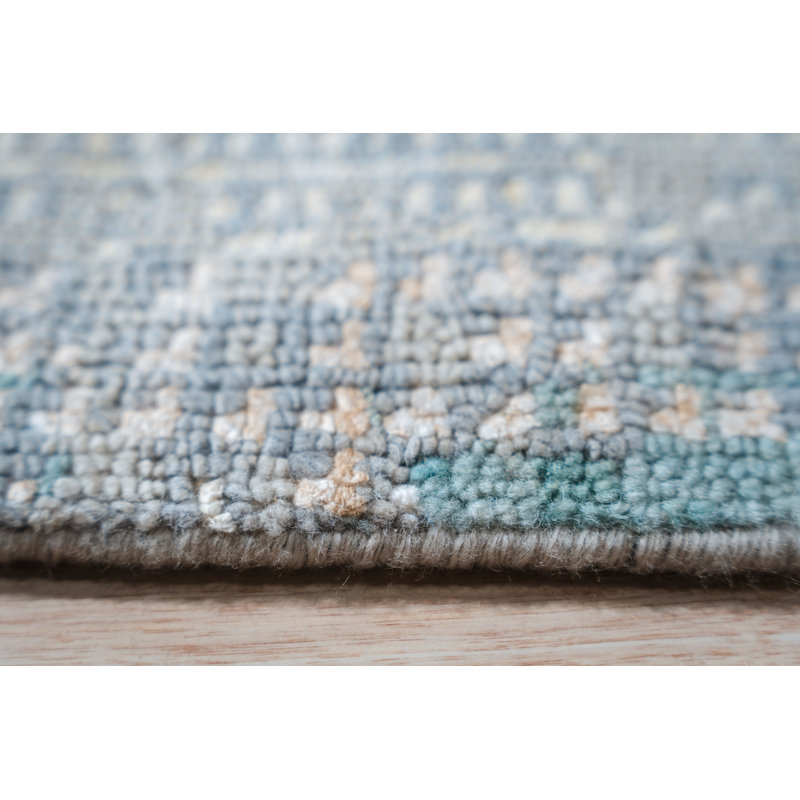 Élégant tapis somptueux en laine noué à la main turquoise, Rectangle 9 pi x 12 pi