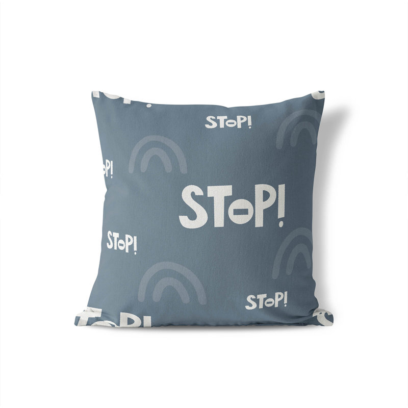 Coussin Stop, Bleu / Ivoire, H 20 po x l 20 po
