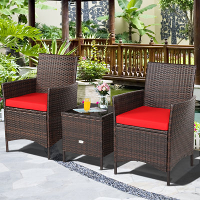 Agatina 3 Pieces Rattan 2 Person Seating Group