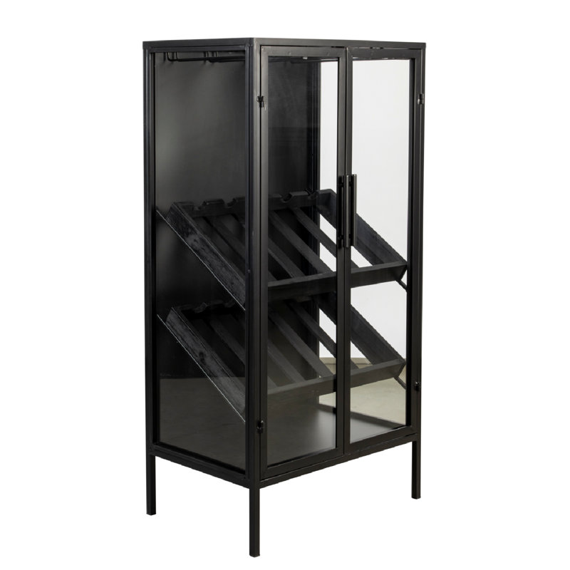 Rob 10 Bottle Floor Wine Bottle & Glass Rack in Black