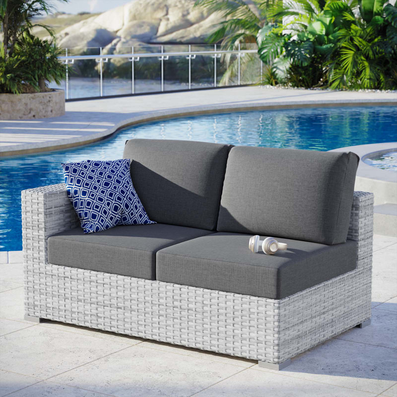 Convene Outdoor Patio Left-Arm Loveseat, Left Hand Facing, Charcoal