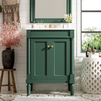 Meuble-lavabo moderne de 24 po avec lavabo supérieur et rangement à 2 niveaux, parfait pour organiser les essentiels et rehausser l'esthétique