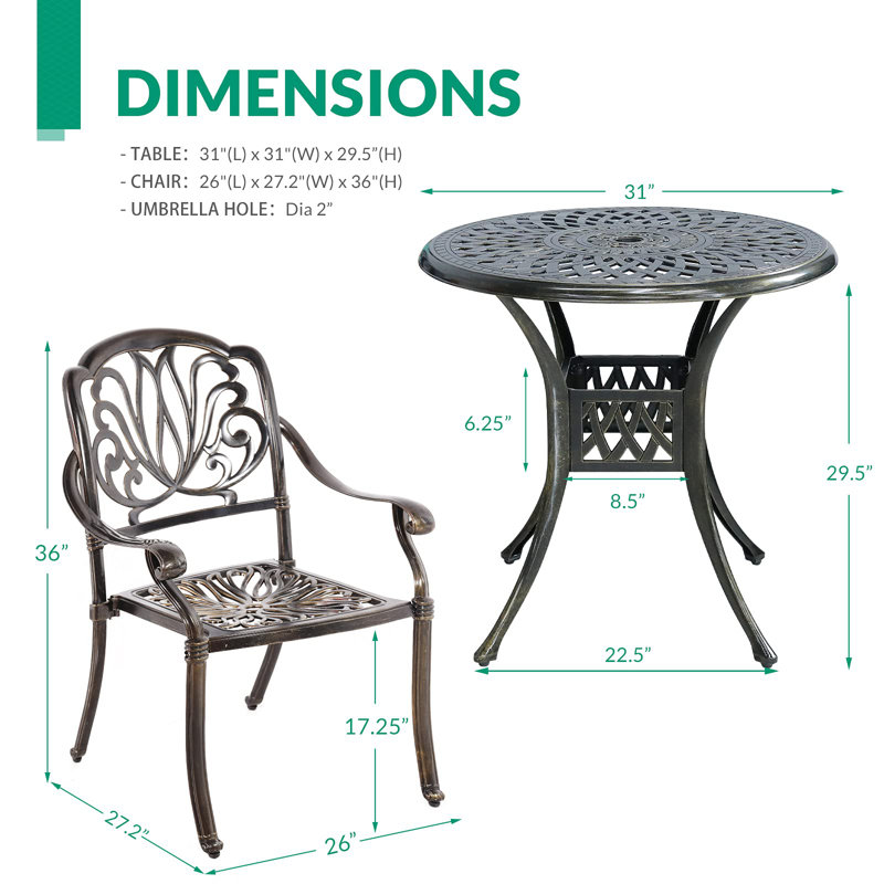 Orissa 2 - Person Patio Dining Set with Round Table