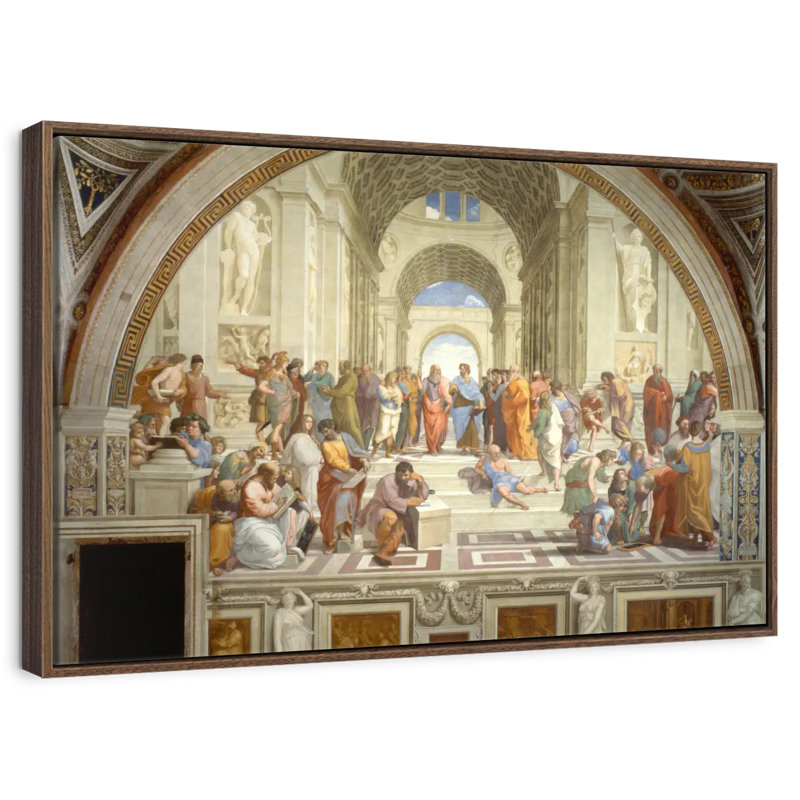 L'école d'Athènes, 25 po x 17 po, Cadre flottant noyer