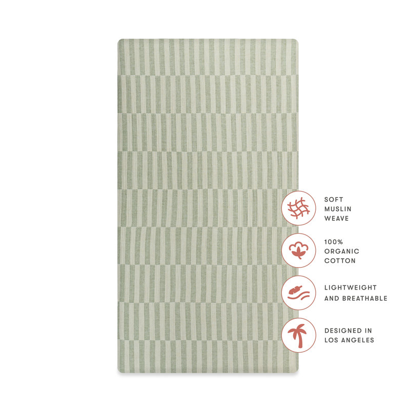 Moss Stripe Muslin Crib Sheet