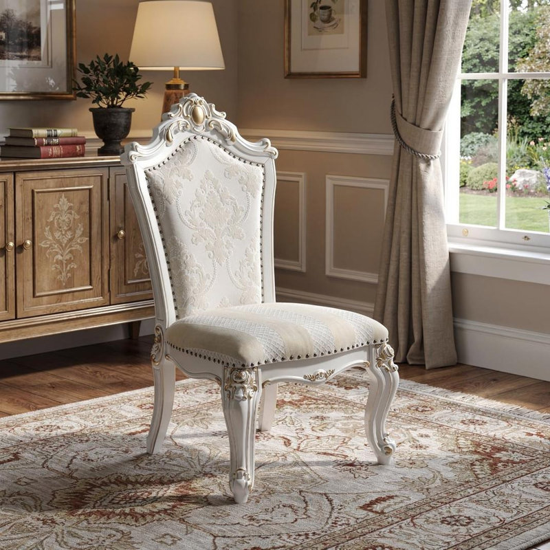  Ensemble de deux chaises d'appoint en simili cuir beige et blanc