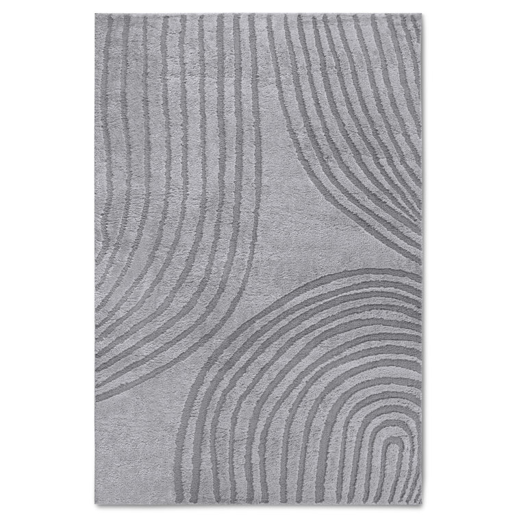 , Light Grey Gallery Striped Machine Woven Area Rug