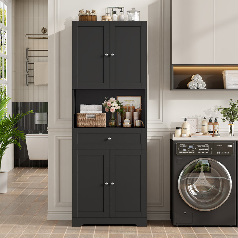 67.5" H Freestanding Bathroom Cabinet, Black