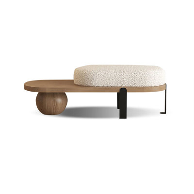 White Brown Upholstered Bench