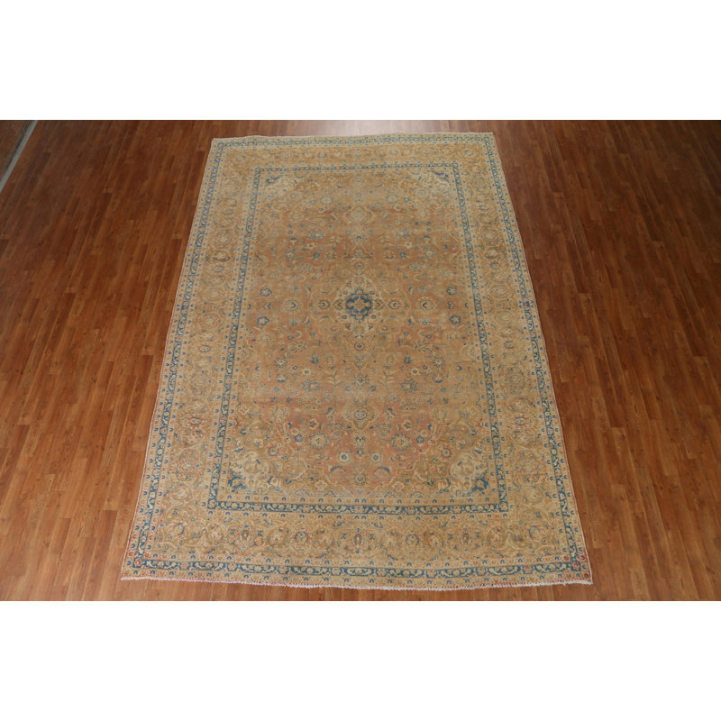 Tapis orange en laine noué à la main de conception unique 8 pi 1 po x 11 pi 9 po années 1960 Rheda