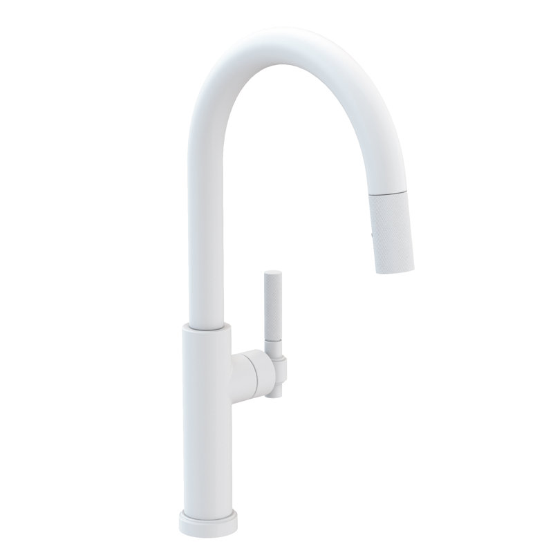 Muncy Single Handle Pull Down Kitchen Faucet, Matte White