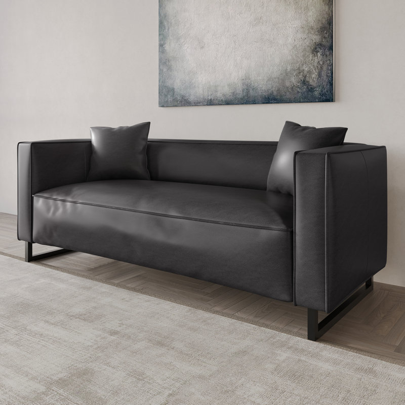 PU Leather Upholstered Sofa, Gray