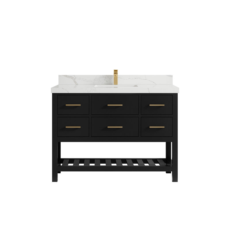 48 po Parker X P 22 po De salle de bain Quartz, Noir Calacatta