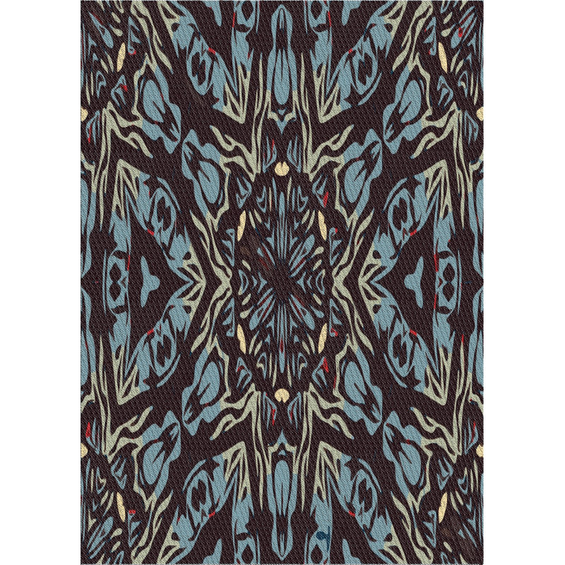Tapis brun/bleu à tisser électrique, Rectangle 5 pi x 7 pi