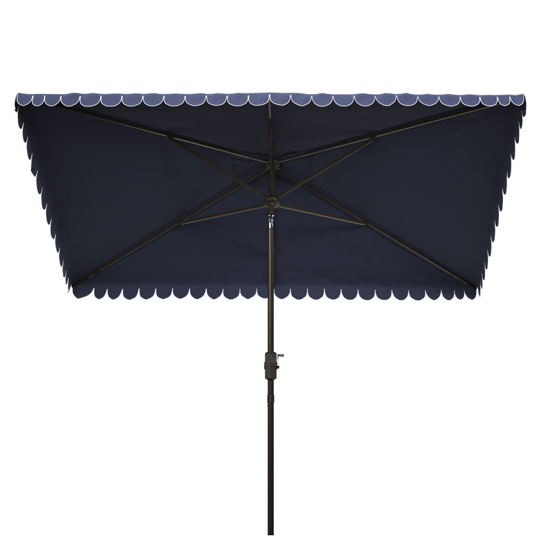 Parasol de marché rectangulaire 118,1 po Teo, Brun, Bleu marine/blanc