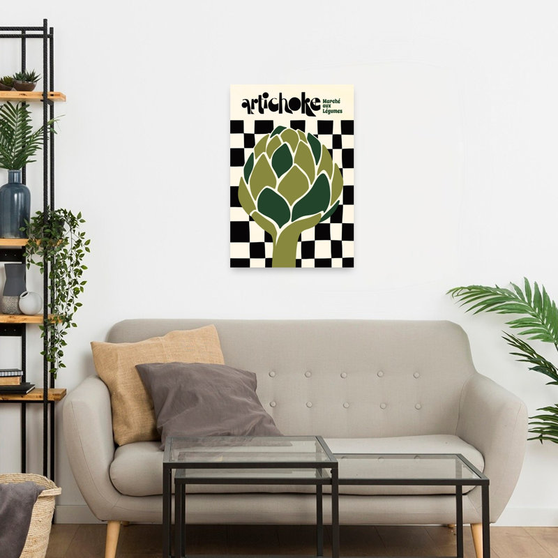 Retro Artichoke Market Minimalist Modern Retro Plant Wall Art Print by Patryk Krygowski - Wrapped Canvas Print