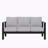 73" All-Weather Aluminum Patio Sofa, 3 Seat Outdoor Couch With Thick Light Gray Cushions & Black Frame-1477484910