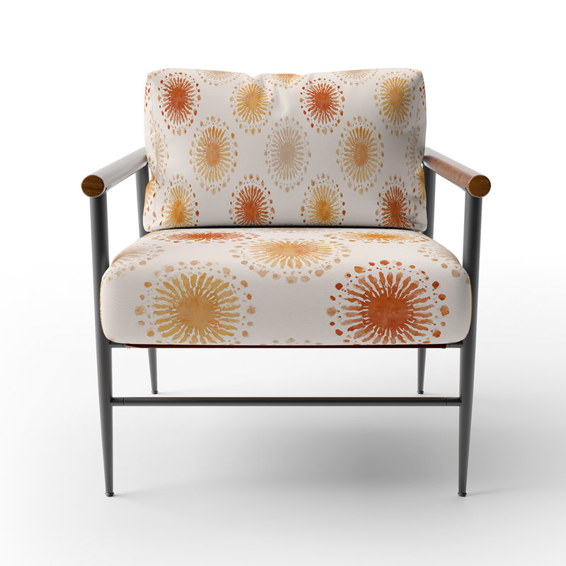 Fauteuil d'appoint abstrait - orange et beige boho mandala Fauteuil beige, Accoudoirs ronds