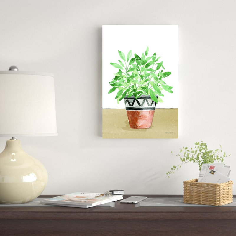 «Herb Garden V White» par Beth Grove - peinture sur toile tendue, H 18 po x l 12 po x P 1,25 po
