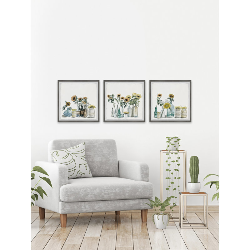 Collection de tournesols - ensemble de 3 cadres photo, H 12 po x l 12 po x P 1,5 po