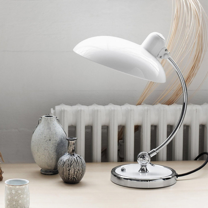Modern Goose Neck Swing Arm Table Lamp, White, 15.75" H x 11.22" W x 11.22" 