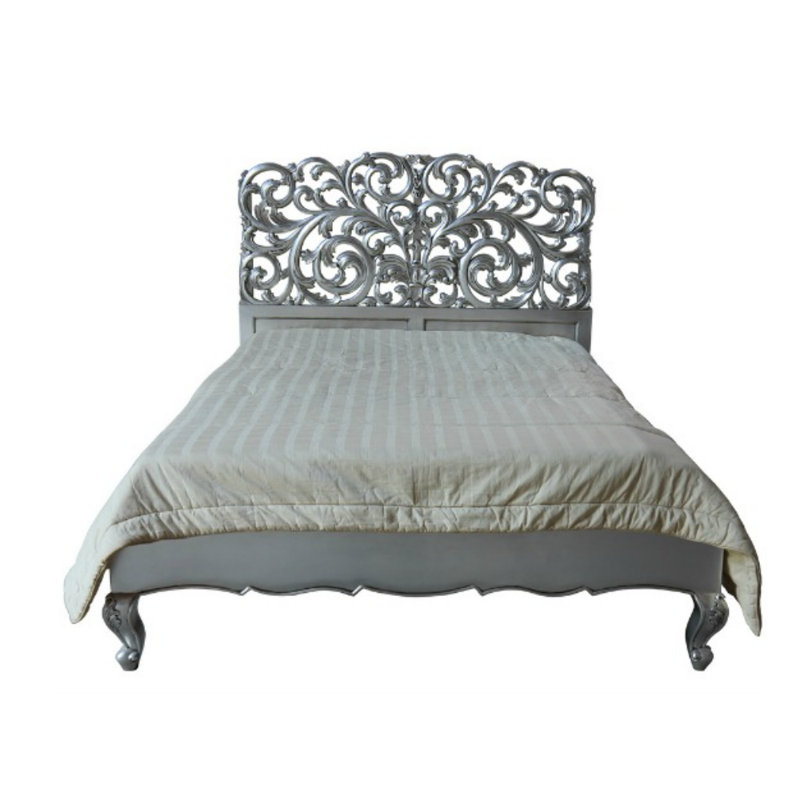 Eckard Solid Wood Bed, Silver, Super King (6')