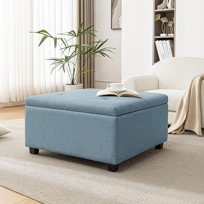 Repose-pieds carré Hokku Designs, Bleu