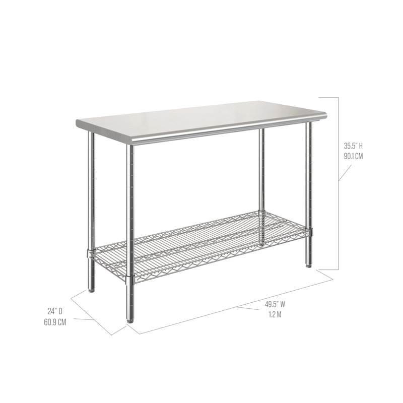 Commercial Stainless Steel Work Table with Chrome Frame