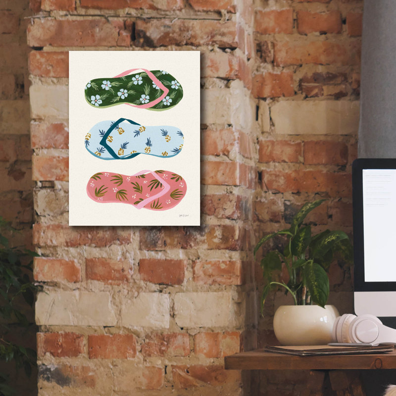 "Epic Graffiti" My Tropical Flip Flops "par Yvette St. Amant, art mural sur toile, H 16 po x l 12 po x P 0,75 po