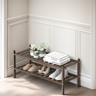 Shoe Rack, A Double-Layer Bamboo Stackable Shelf Storage Organizer For Entrances, Corridors, And Wardrobes