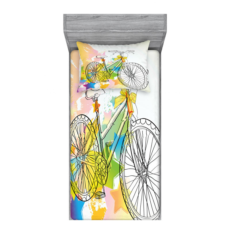 Ensemble de draps pour bicyclette avec papillon sur un ensemble de draps vélo
