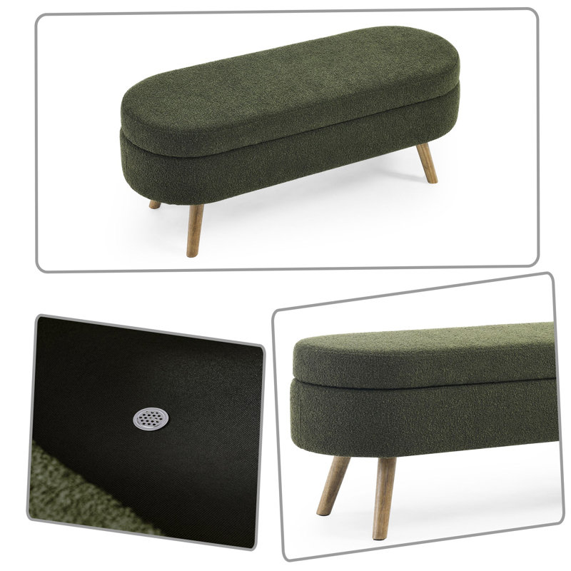 Banc de rangement rembourré Modern, Vert