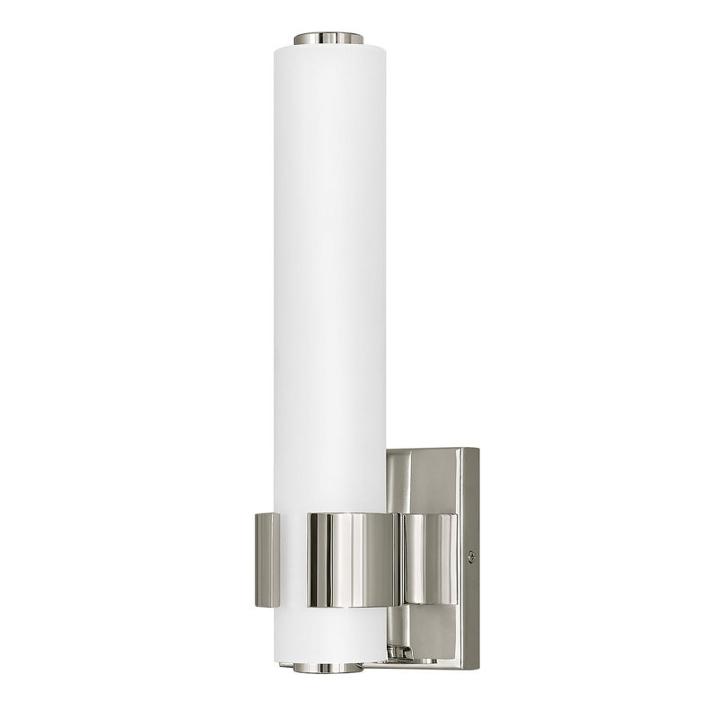 Aiden Integrated LED Bath Sconce w/ Etched White Glass, Polished Nickel
