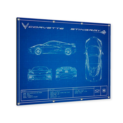 C8 Blueprint sur impression métallique
