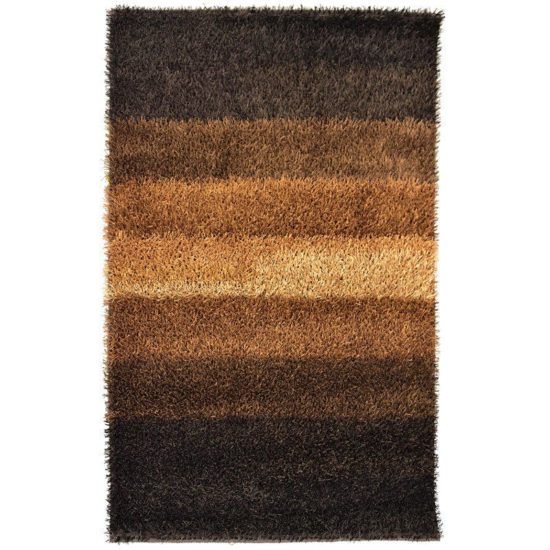 Marmala Striped Hand Woven Shag Area Rug, Rectangle 140cm x 200cm
