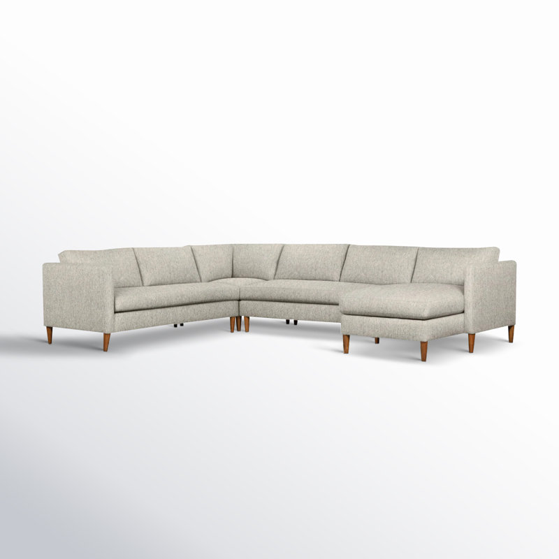 Clifford 4-Piece Upholstered Custom Sectional, Right Hand Facing, Ticket Ash Heathered Basketweave
