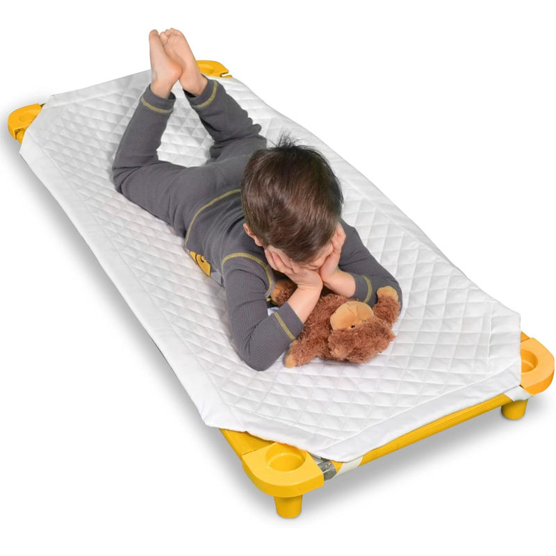 Extra Padding For Comfy Preschool Naps. Includes Elastic Corner Straps & Name Tag. Standard Size, 51 X 23 Inches. Washable. Cot Not Included.