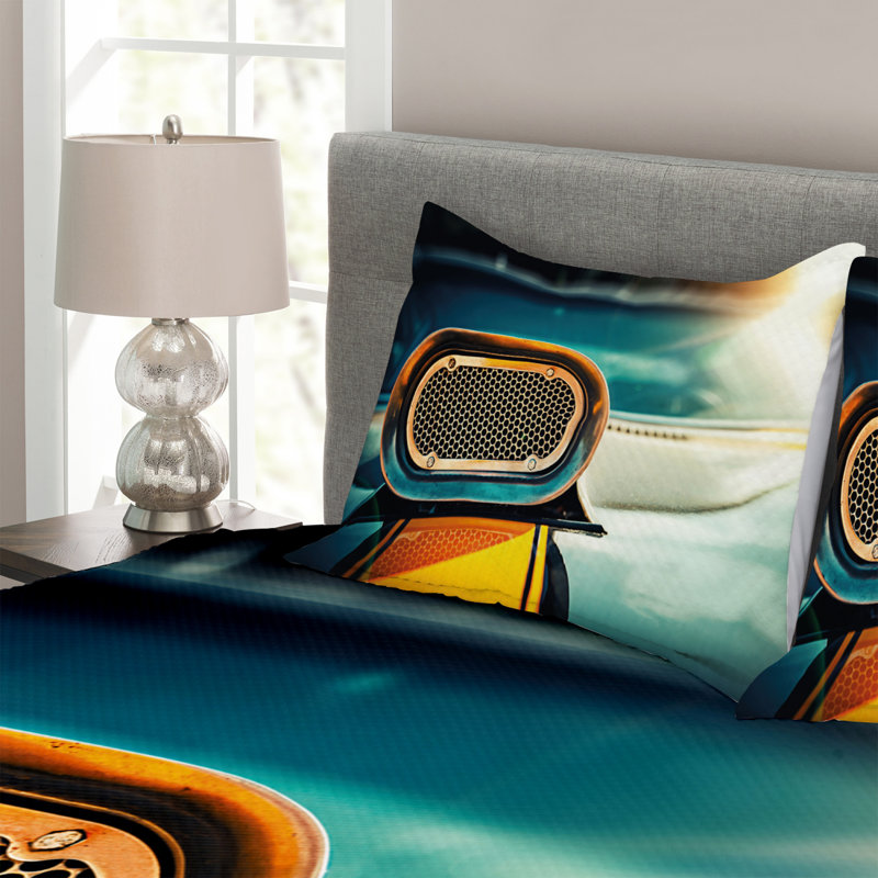 Automobile Bedspread Set with Shams, 220 x 264 cm