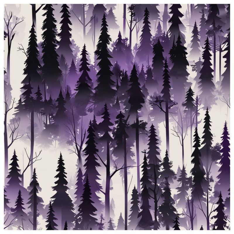 Rideaux de fenêtre mauve à motif de forêt mauve, voilages et rideaux occultant - 1 panneau, 50 po x 92 po - 1 panneau