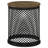 Chervil Round Solid Mango Wood-Top Side Table with Iron Drum Base, Natural and Black-1994980261