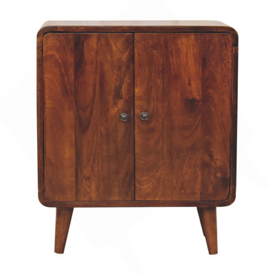 Wood Mini Classic Cabinet, 2-Shelves, Chestnut, Brown