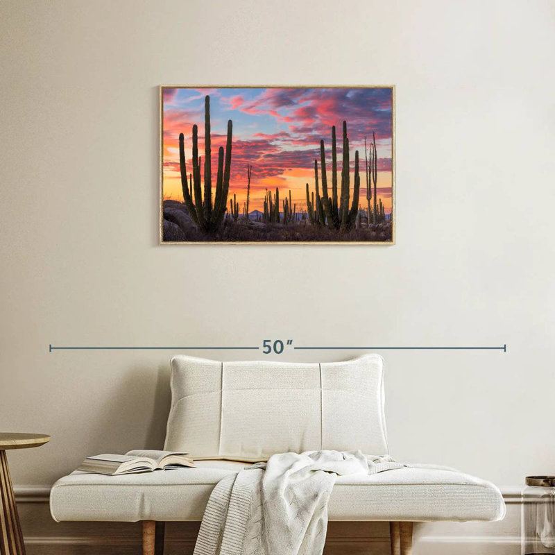 Lever de soleil de Baja California, Cadre flottant en bois naturel, 31 po x 21 po