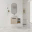 Meuble-lavabo flottant de 36 po au design moderne avec lavabo d'art en céramique, dalle de pierre plate blanche et petites tablettes de rangement, porte à fermeture douce