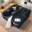 Canapé modulaire de 106 po, canapé modulaire en L en forme de L avec assise profonde, canapé moderne en velours sans os avec méridienne mobile et 5 coussins, canapé compressé pour le salon, aucun assemblage requis-1698065546