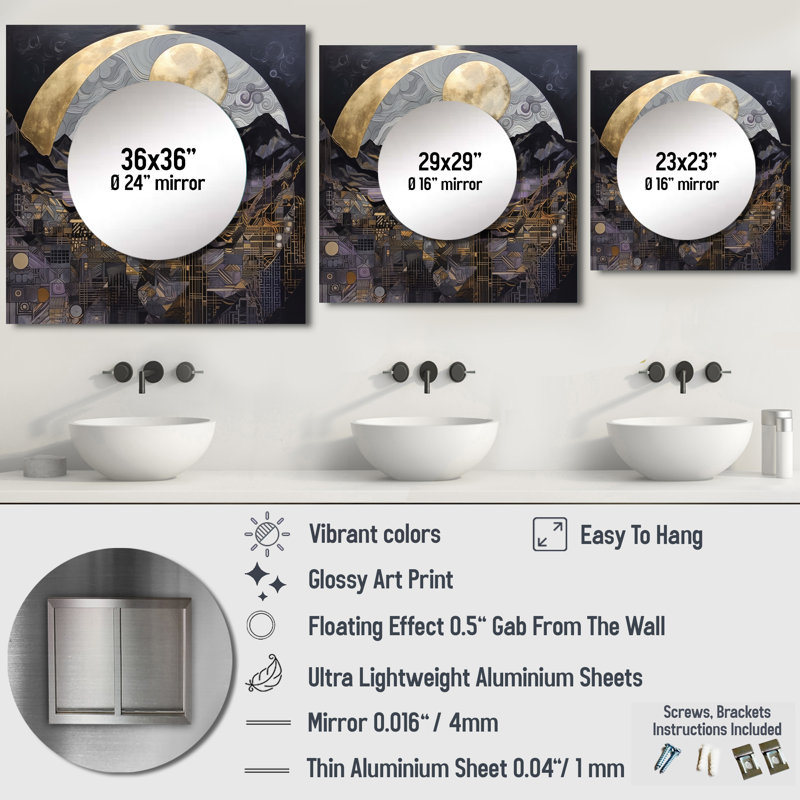Farless - Grand miroir mural carré moderne pour chambre à coucher, 23 po x 23 po
