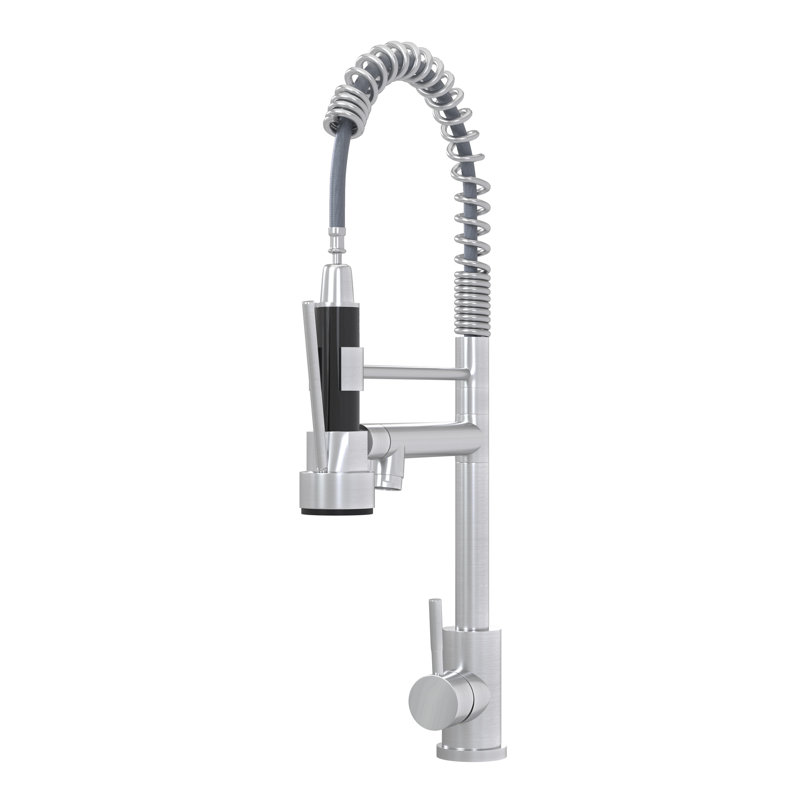 CUPC Certified 19" Single Handle Kitchen Faucet, Brushed Nickel