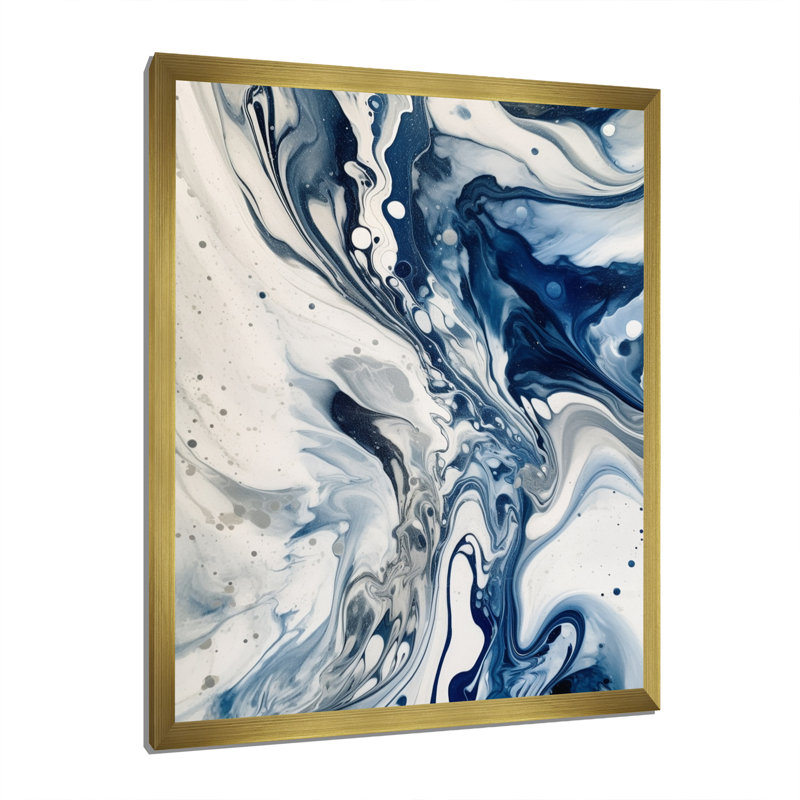 Élixir éthéré bleu et gris IV - décoration murale abstraite, H 40 po x l 30 po x P 1,5 po, Cadre doré à une seule photo