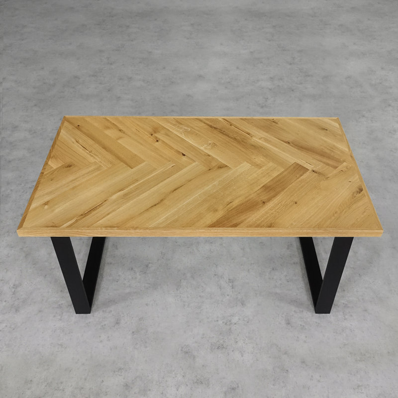 Anacortes Oak Metal Base Dining Table, 75cm H x 80cm W x 120cm L, Natural Oil