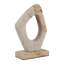 Statue abstraite géométrique en forme de boucle de pierre pour la décoration intérieure - Accent sculptural naturel pour la décoration de salon ou d'étagère - 11 po, brun et blanc