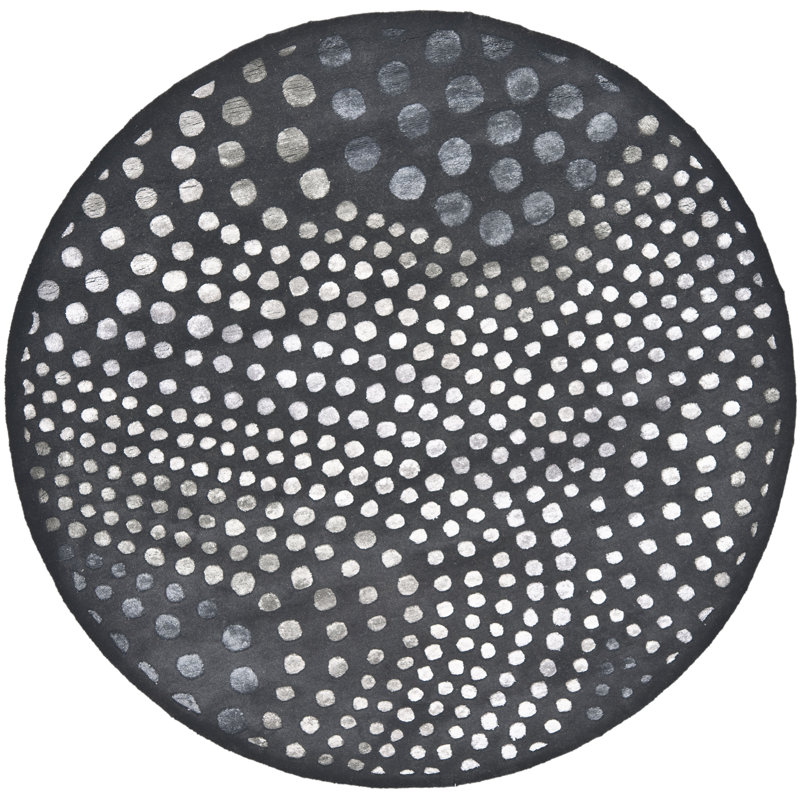 Amier Hand Tufted Wool And Viscose Abstract Rug, Round 6'